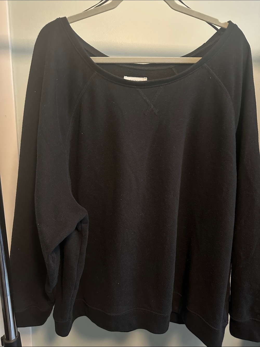 American Eagle Outfitters Black Scoop-neck Sweatshirt